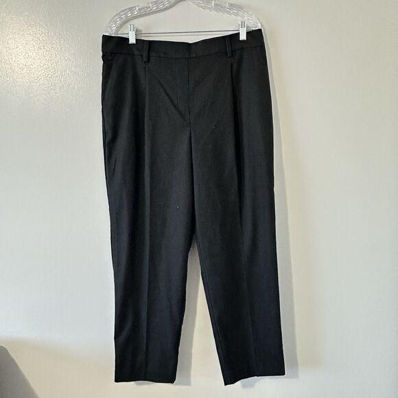 LOFT Womens Size Large Pants Pull On Tapered in Brushed Flannel  Black Ankle NEW - Picture 4 of 16